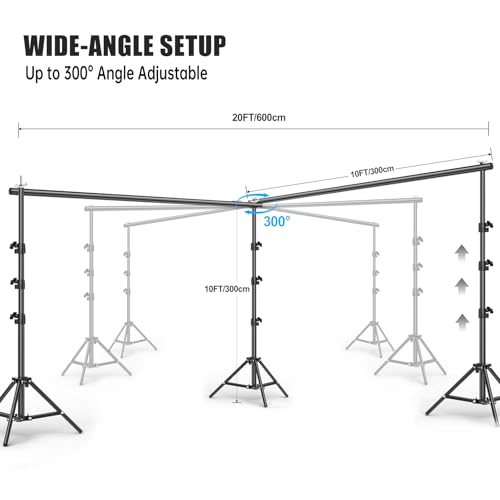 10x20FT Backdrop Support Stand for Photography，Adjustable Width & Length Backdrop Stand Background Support System Kit for Photo Video Studio Shooting, Party, Outdoor, Wedding - size: 10*20FT
