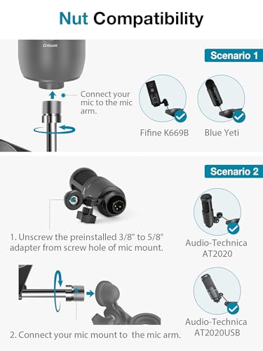 InnoGear Microphone Arm Stand, Heavy Duty Mic Arm Microphone Stand Suspension Scissor Boom Stands with Mic Clip and Cable Ties for Blue Yeti Snowball Hyper X QuadCast SoloCast Fifine Gaming(Large) - size: Large