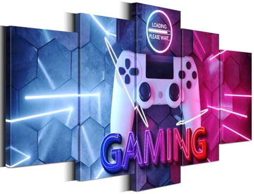Merrleem Game Controller Canvas Wall Art Prints, Gamer Bedroom Decor, Gaming Symbol Picture, Teen Boys Game Room Wall Decor (Small, Wrapped Canvas) - size: Small