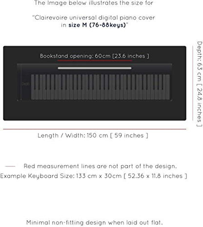 Clairevoire Piano Keyboard Dust Cover for 61 Keys to 88 Keys, Electric Pianos Cover, Digital Pianos Cloth Protection,Lightweight and Adjustable Closure,Ebony Black, M - Keyboard Piano up to 53" x 16" - color: Ebony Black, size: [76~88keys] Medium