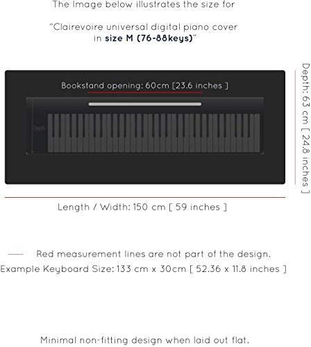 Clairevoire Piano Keyboard Dust Cover for 61 Keys to 88 Keys, Electric Pianos Cover, Digital Pianos Cloth Protection,Lightweight and Adjustable Closure,Ebony Black, M - Keyboard Piano up to 53" x 16" - color: Ebony Black, size: [76~88keys] Medium