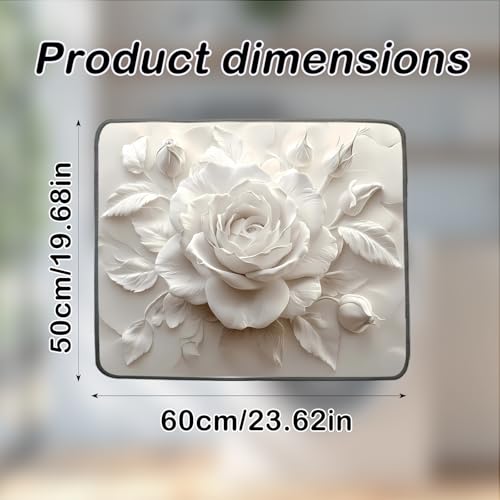 Nuxovilar White Rose Dryer Cover for the Top, Non-slip Washer & Dryer Protector, 23.62"x19.68" Dust-proof Washing Machine Mat, Diatom Mud Polyester Dryer Top Pad for Laundry Room - color: YLU00525