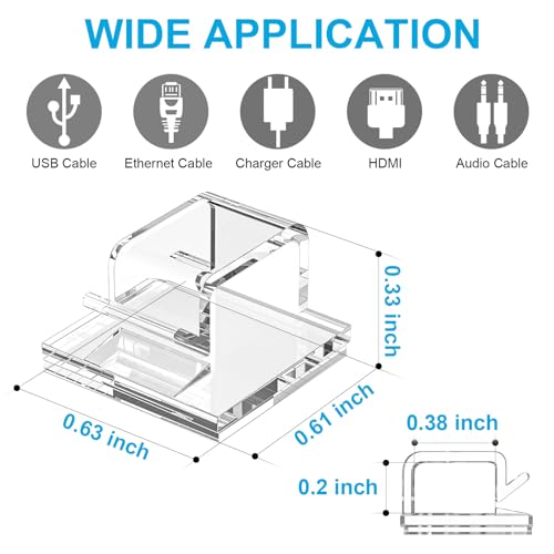 100 PCS Cable Clips, Upgraded Adhesive Cord Clips for Wires on Wall, Strong Wire Holders Cord Organizer for Cable Management, Christmas Lights, USB, Phone Charger, Cat 6, Car Dash Cam (Small, Clear) - color: Clear, size: Small