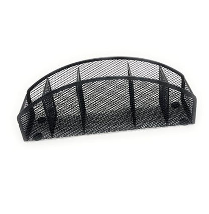 5-Tier Desk Organizer & Pen Holder, Large-Capacity Metal Mesh Pencil Cup, Cute Aesthetic Desktop Caddy for Markers, Art Supplies, Makeup Brushes, Black