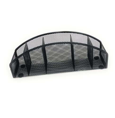 5-Tier Desk Organizer & Pen Holder, Large-Capacity Metal Mesh Pencil Cup, Cute Aesthetic Desktop Caddy for Markers, Art Supplies, Makeup Brushes, Black