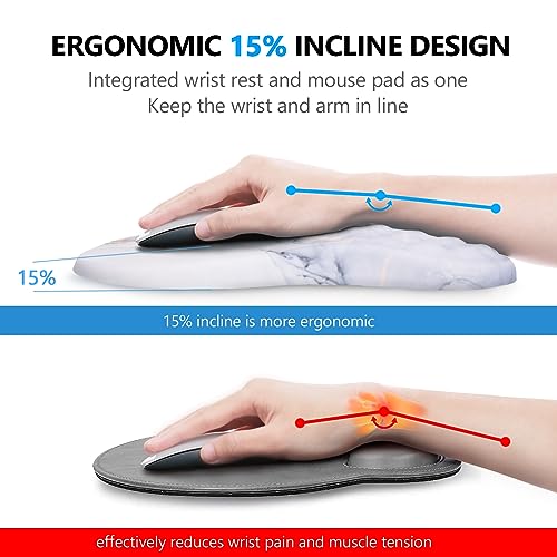 Mouse Pad Wrist Support, Laokiiy 2 in1 Keyboard Wrist Rest+ Ergonomic Mouse Pad, Non-Slip Wrist Rest for Computer Keyboard, Made Easy Typing & Relieve Wrist Pain(White Gold Gray Marble) - color: White Gold Gray Marble