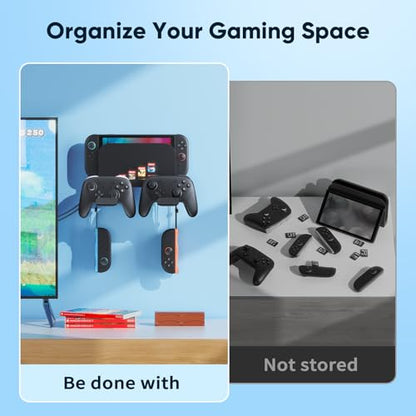 Metal Wall Mount for Nintendo Switch 2/1/OLED (Mount Behind TV)–Switch 2/Switch/OLED Organizer Shelf Stand with 10 Game Card Slots with Joycon Hanger Brackets *4 - size: For Switch 2/1/OLED