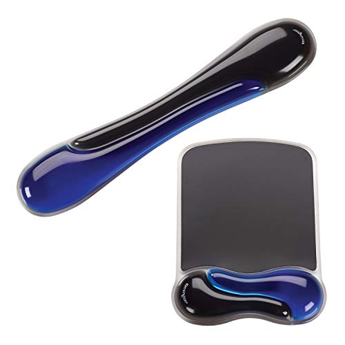Kensington Duo Gel Mouse & Keyboard Wrist Rest Bundle Set, Ergonomic Keyboard and Mouse Pad With Wrist Support, Keyboard Wrist Rest, Computer Keyboard Pad, Cooling Gel, Non-Skid Backing, Blue K52920WW - color: Blue, size: 9.6L x 7.6W inches, style: Keyboa