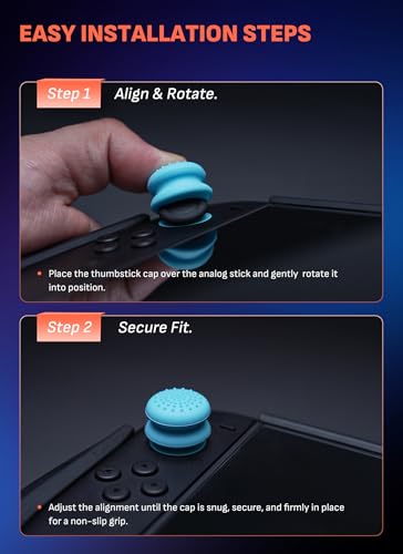 Mumba Thumb Grips for Nintendo Switch 2 with Storage Box, 3 Pairs (6pcs) Anti-Slip Joystick Caps, Ergonomic Design for Enhanced Grip & Precision Control, Accessories for Joy-Con, Blue/Light Red