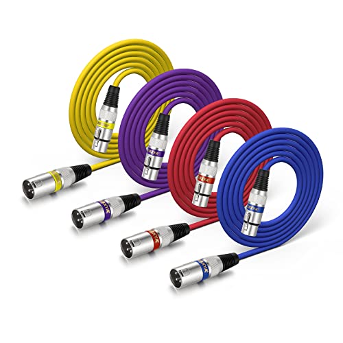 EBXYA XLR Cable 6 Ft Short 4 Color Packs - Mic Cable with XLR Male to Female Patch Cable - color: 4 Colors, size: 6ft