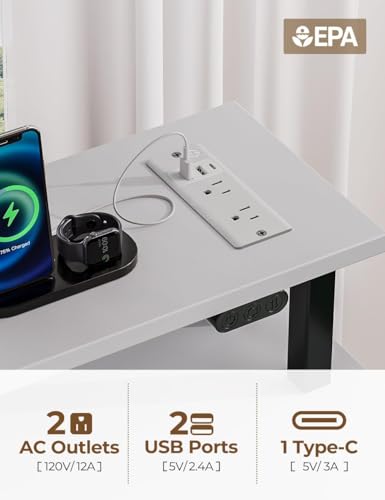 Rolanstar Computer Desk with Power Outlets & LED Light, 39 inch Home Office Desk with 3 Drawers and Storage Shelves, Writing Desk with Monitor Stand, Work Desk for Home Office,White - size: 39inch