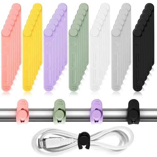 Tellegloww 42 Pcs Silicone Cable Ties Reusable Cord Organizer Adjustable Data Cable Wraps for Earphone Phone Charger Computer Cord Management Straps Travel Essentials(Multicolor,3.15 Inch) - color: Multicolor,, size: 3.15 Inch