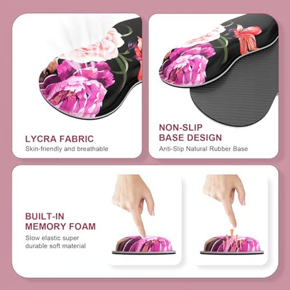 iLeadon Mouse Pad Set, Desk Mat + Mouse Pad with Wrist Rest + Keyboard Wrist Rest + Coaster, Mouse and Keyboard Pad Set with Stitched Edge & Non-Slip Base, Desk Pad Mat for Work Gaming, Peony Flower - color: Peony Flower