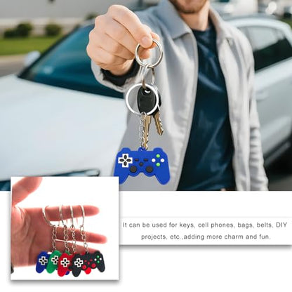 4PCS Video Game Controller Keychain, Mini Cute Gaming Handle Keyring, Game Controller Car Key Fob for Men Women - color: 4 Pcs