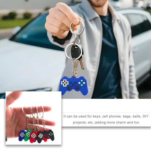 6PCS Video Game Controller Keychain, Mini Cute Gaming Handle Keyring, Game Controller Car Key Fob for Men Women - color: 6 Pcs