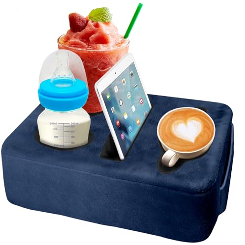 4 Hole Couch Cup Holder Tray, Cup Holder for Bed Suitable for Cup Holders on Sofas, beds, Camping, RVs, Cars, and Beaches.Navy Blue - color: Navy Blue, size: 12.2" x 9.4" x 3.1"