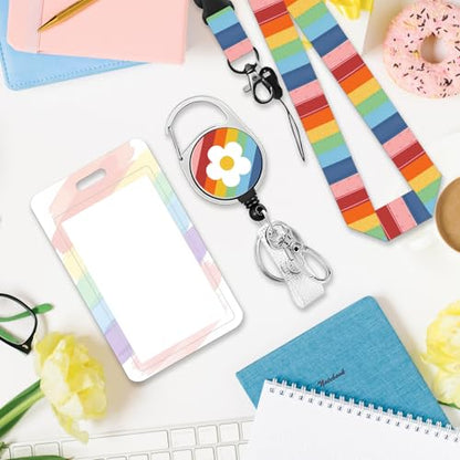 Inspirational Quote Badge Holder with Lanyard, Funny ID Badge Holder with Retractable Reel Clip and Keychain, Vertical Identity Card Cover Case Protector Gift for Women Nurse Teacher - color: Inspirational Quote-multicolor