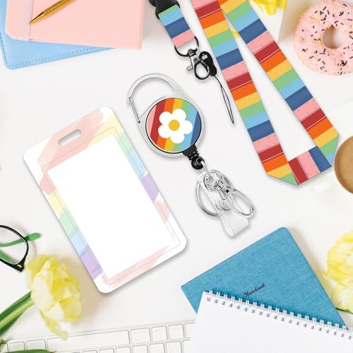 Inspirational Quote Badge Holder with Lanyard, Funny ID Badge Holder with Retractable Reel Clip and Keychain, Vertical Identity Card Cover Case Protector Gift for Women Nurse Teacher - color: Inspirational Quote-multicolor