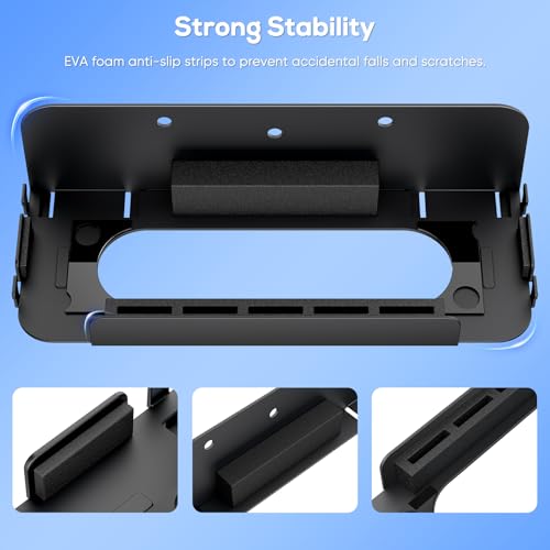 [Switch 2/1/OLED Compatible] Auarte Metal Wall Mount for Nintendo Switch 2 Console 2025, Switch 2 Accessories Organizer Shelf Base Kit Behind TV with 5 Card Slots and 4 Joypad Hanger, Carbon Black - size: Original