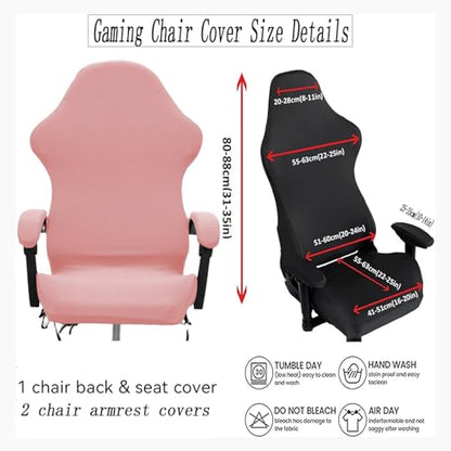 Gaming Chair Cover Set with Armrest Covers, Stretch Ruffled Slipcover for Racing Office Computer Reclining Chairs (Pink) - color: Pink