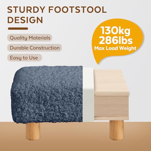 Small Foot Stool Ottoman, Sherpa Footstool Ottoman Foot Rest for Couch, Rectangle Footstools and Ottomans Small for Living Room, Entryway and Bedroom (Navy Blue) - color: Navy Blue (Sherpa)