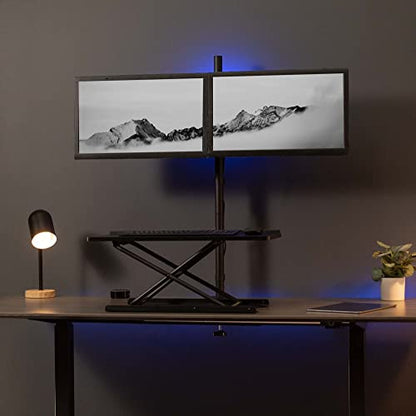 VIVO Dual Monitor Stand Up Desk Mount Extra Tall 39 inch Pole, Fully Adjustable Stand for up to 27 inch Screens, Black, STAND-V012 - size: 13" - 27" screens
