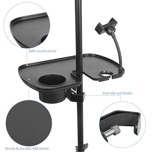 Plastic Microphone Stand Tray Stage Concert Performance Vocal Guitar Accessory with Drink Holder and Microphone Holder (Deluxe B), ahy00