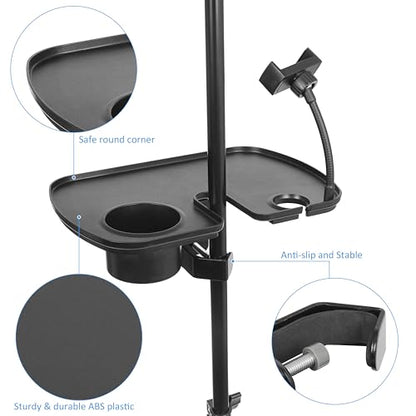 Plastic Microphone Stand Tray Stage Concert Performance Vocal Guitar Accessory with Drink Holder and Microphone Holder (Deluxe B), ahy00