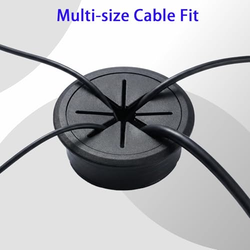 Desk Grommet 2 Inch (50mm) 10-Pack - Black Cable Grommet with Hole Saw & 10 Zip Ties - Desk Hole Cover for Wires, Cable Pass-Through for Office, TV Stand, Workstation - ABS Plastic
