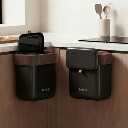 Large 3.9 Compost Bin Kitchen with Lid, Under Cabinet Waste Bin for Kitchen Cupboard, Reusable Waste Container for Office, Bathroom, Bedroom, Black - color: Black
