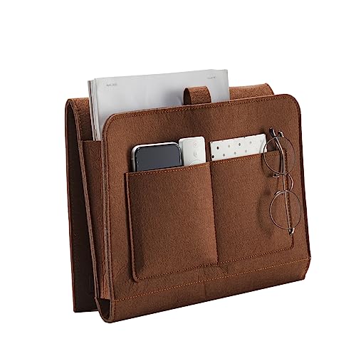YOUDENOVA Bedside Caddy, Bedside Organizer for Dorm Room, Bunk Bed, Brown - color: Brown