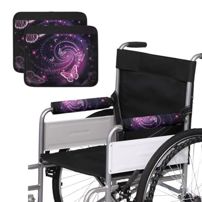 Wheelchair Armrest CoversPink Butterfly PatternWheel Chair Accessories Adults 2 Pack Wheelchair Arm Pads for Office Transport Chair Pressure Relief - color: Pink Butterfly Pattern