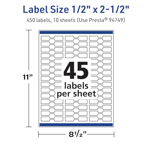 Avery TrueBlock Matte White Barbell Labels, Sure Feed Technology, 0.5" x 2.5", 450 Matte White Labels, Laser/Inkjet Printable, Great for Jewelry and Product Merchandising - style: 450 labels