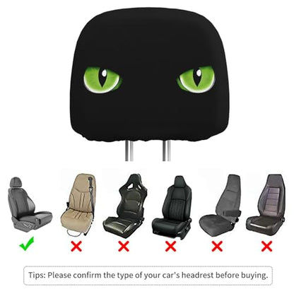 Dujiea 2 Pack Black Cat Eye Car Headrest Covers, Universal Soft Car Seat Head Rest Cover Protector, Vehicle Accessories Fabric Headrest Cover for Cars Vans Trucks - color: Black Cat Eye