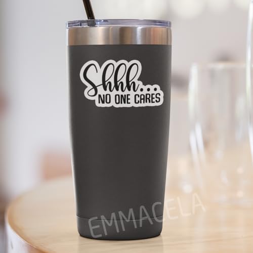 (3PCS) Shhh..No One Cares Sticker, Funny Sarcastic Stickers - Waterproof Vinyl Decal for Laptop, Tumbler, Water Bottle, Scrapbook 3" x 2.7 " - color: Shhh..no One Cares