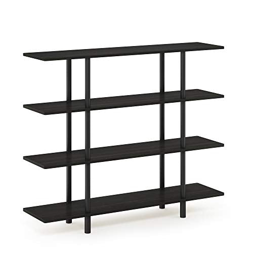 Furinno Turn-N-Tube 4-Tier Wide Display Shelf, Espresso/Black - color: Espresso/Black, style: 4-Tiers