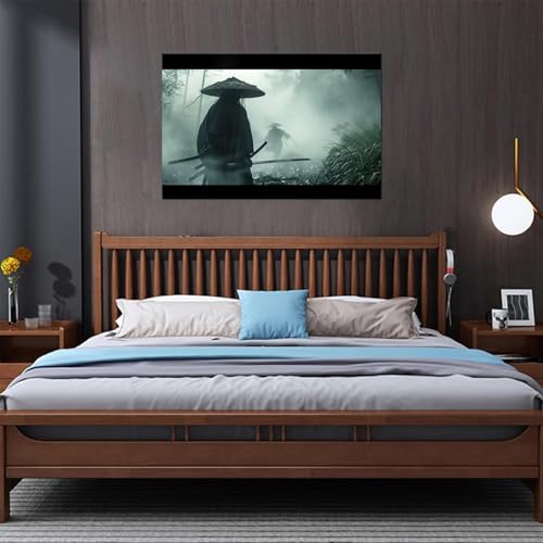Japanese Samurai Canvas Wall Art for Living Room Bedroom Office - Bushido Samurai Picture Japanese Poster Framed Artwork Ready to Hang(12''H x 16''W) - color: samurai art-3, size: 12"L x 16"W