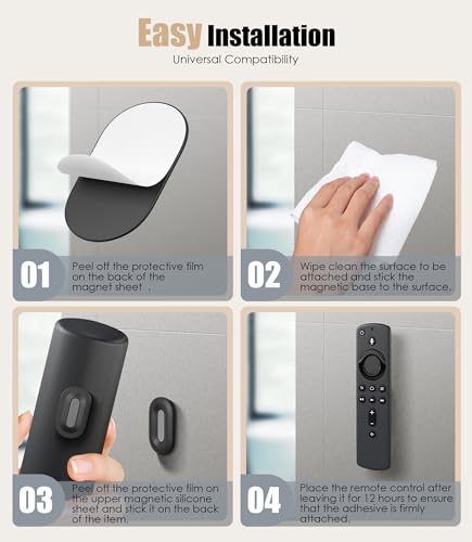 Magnetic Remote Control Holder Wall Mount, 2025 Upgraded Smaller & Stronger Magnetic Silicone Remote Control Organizer TV Remote Charger Holder Caddy Back of TV (Black-4 Pack) - color: Black, size: 4 Pack