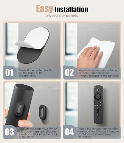 Magnetic Remote Control Holder Wall Mount, 2025 Upgraded Smaller & Stronger Magnetic Silicone Remote Control Organizer TV Remote Charger Holder Caddy Back of TV (Black-4 Pack) - color: Black, size: 4 Pack