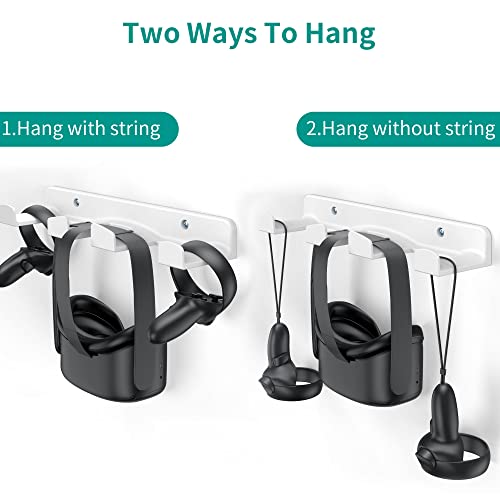 HomeMount VR Wall Mount Storage Stand Hook-for Meta/Oculus Quest 2/Quest/Rift/Rift S/Valve Index/HTC Vive/HP Reverb G2/ PlayStation VR Headsets, Gaming Controller Hanger Space Saving（White） - color: White
