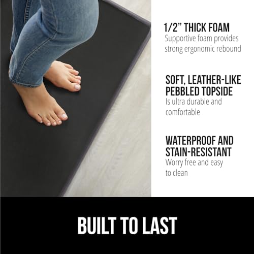 GORILLA GRIP Comfortable Cushioned Kitchen Mats for Floor, 1/2 Inch Thick Ergonomic Standing Desk Anti Fatigue Mat, Waterproof and Stain Resistant Pebbled Top, Padded Foam Rug, 17x24 + 17x48, Black - color: Black, size: 17" x 24" + 17" x 48" x 1/2"