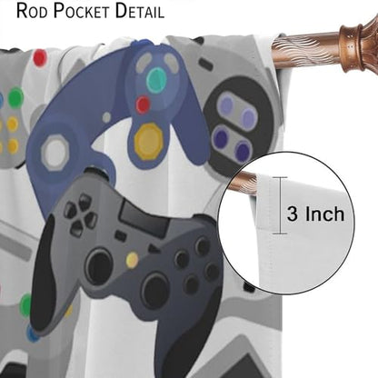 Gamer Curtains, Gamepad Modern Controller Games Console Window Curtains for Boys Girls Kids Room Bedroom Living Room 42" W X 45" L - color: Gamepad-6, size: 20.5"W x 45"L (Pack of 2)
