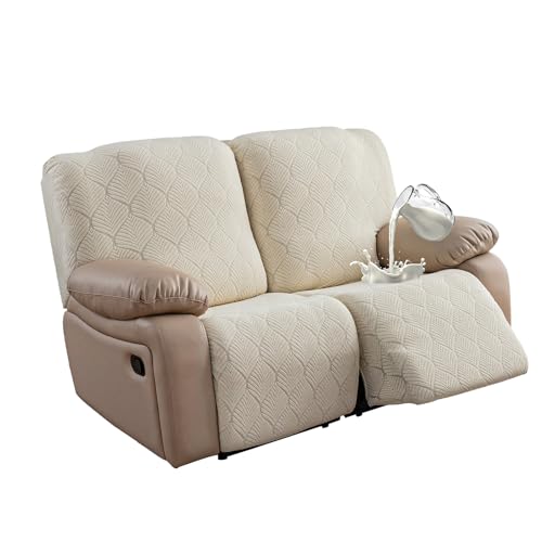 100% Waterproof Recliner Loveseat Cover, 2 Pieces Stretch Recliner Sofa Slipcovers Washable Couch Cover Furniture Covers for Pets, Dogs, Kids (Beige, 2 Seater) - color: Beige, size: 48"-62" 2 Seater