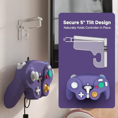 CaSZLUTION Wall Mount Holder for GameCube Controller, Clear Acrylic Stand | 1 Pack Screw Mount Hanger, Compatible with Wired & Switch 2 Wireless GameCube Controllers, Sturdy Clear Acrylic