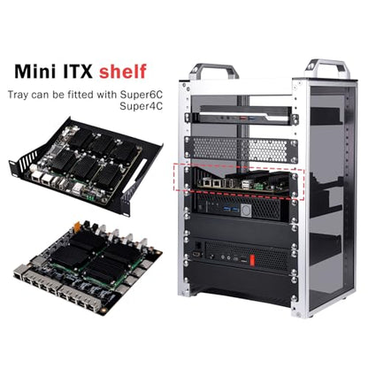GeeekPi Mini ITX Shelf 1U Rack, 7.87" Depth, Support Mini-ITX Motherboard/Super6C, for 10 Inch Server Rack & RackMate T1/T0 Rackmount