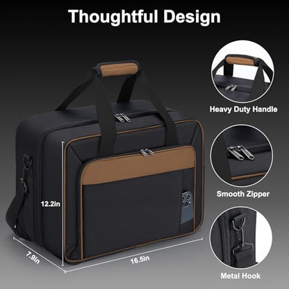 GDNasist Carrying Case Fit for PS5, Travel Thickened Protective Bag Compatible with Playstation 5 Console, Headset, PS5 Controller, Game Discs, and Gaming Accessories Brown - color: Brown