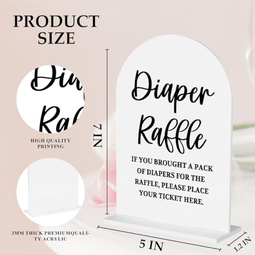 Baby in Bloom Shower Decorations, Baby Shower Sign, Newborn Gifts, Late Night Diapers Game 5x7 Inch Arch Acrylic Signs,for Birthday Party Decorations - color: Raffle