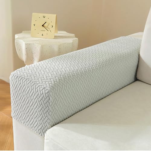LINGXIYA Soft Stretch Armrest Covers,Set of 2 Polyester Fabric Armchair Slipcovers with Twist Pins,Machine Washable Furniture Couch Sofa Arm Chair Cover Protector for Chairs/Sofas/Recliner (LightGrey) - color: Lightgrey