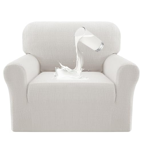 PrinceDeco Waterproof Chair Couch Cover, 100% Dual Waterproof Sofa Cover Washable, Stretch Jacquard Sofa Slipcover, Leakproof Furniture Protector for Kids, Pets(Chair Seat Width 20"-24", Pale Oak) - color: Paleoak, size: 1 Seat (Seat Width 20"-24")