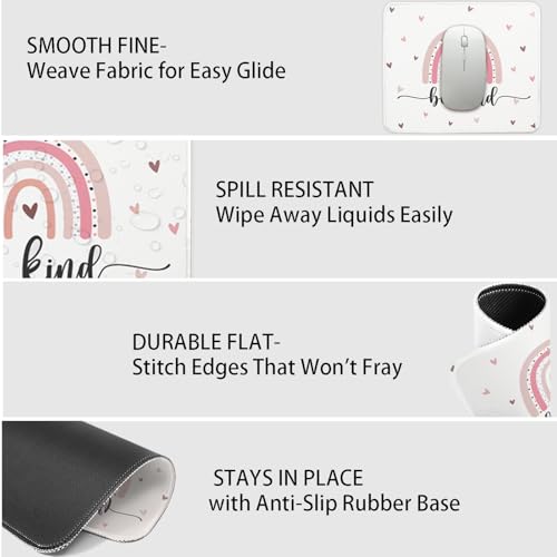 Mouse Pad for Desk with Stitched Edge, Premium Cute Washable Mouse Pads. Computer Mousepad with Non-Slip Rubber Base, Mousepads for Laptop, 9.25x7.75x0.12 inch (Boho Kind) - color: Boho Kind